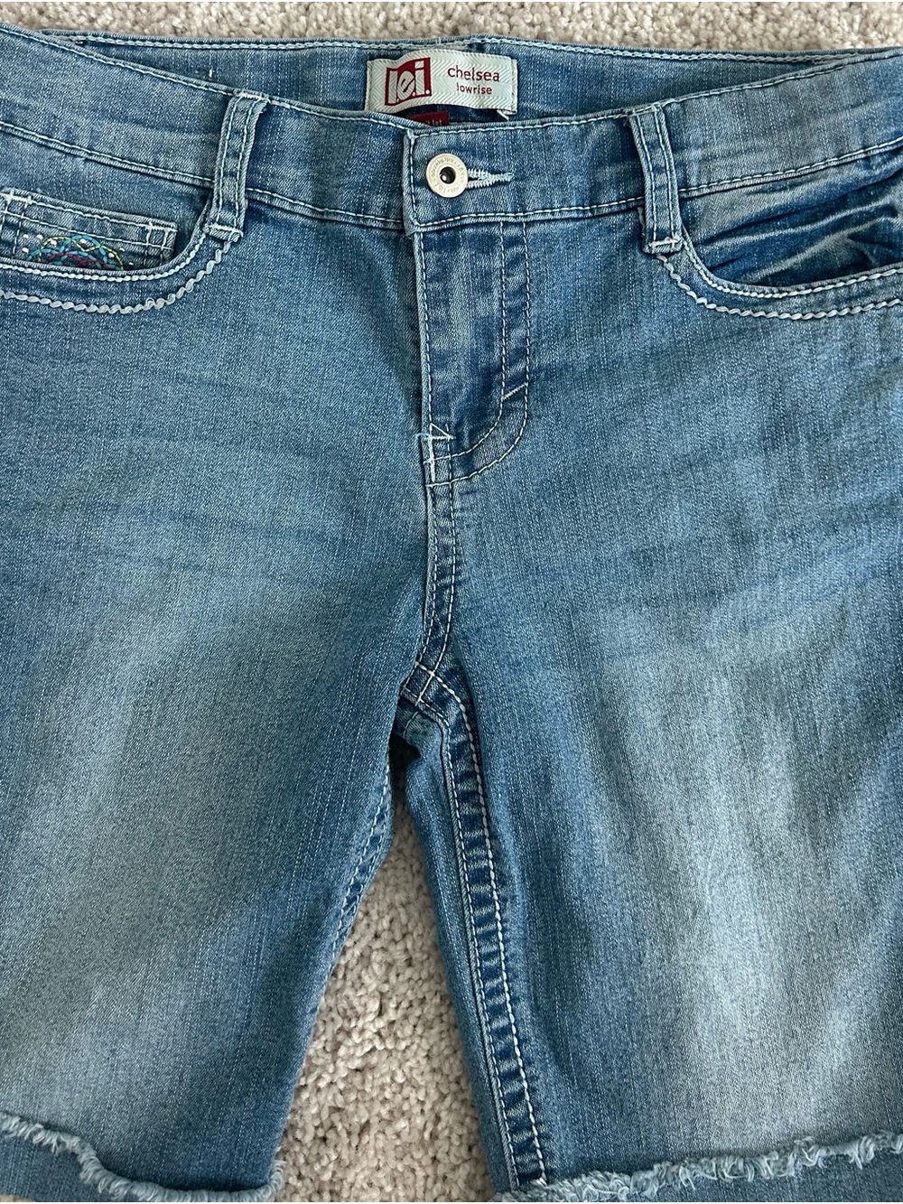lei Light Blue Mid-Rise Denim Shorts